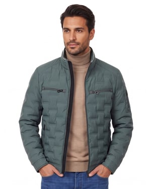 Windjack Casa Moda turquoise borstzakken rits