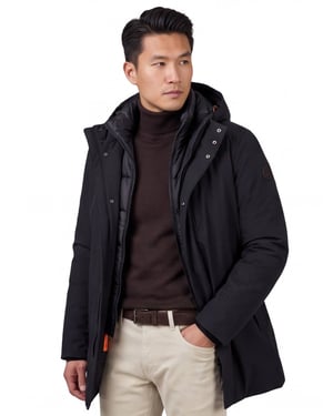 Save the Duck parka jas zwart effen capuchon