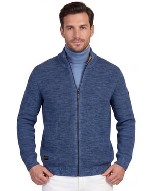 Vest Camel Active blauw gemeleerd wijde fit