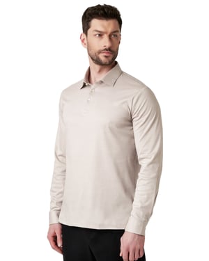 katoenen poloshirt Desoto Kent beige effen slim fit