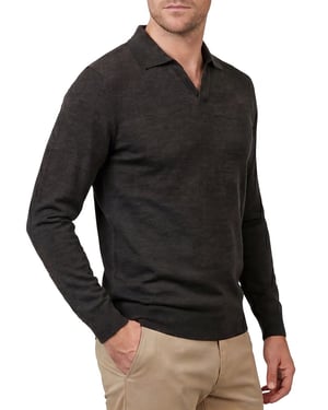 polo lange mouw Profuomo bruin