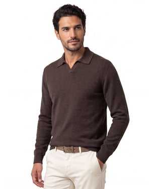 polo lange mouw Profuomo bruin