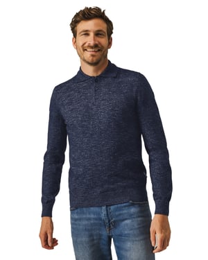 pullover polo lange mouw State of Art donkerblauw