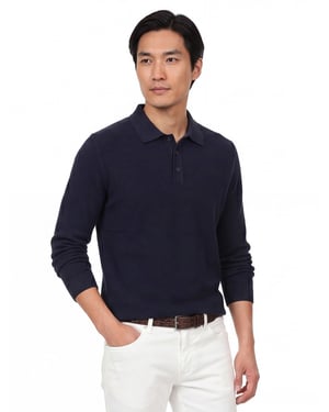 polo lange mouw Casa Moda donkerblauw