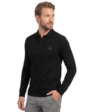 Boss Orange Passerby bruin effen lange mouw polo