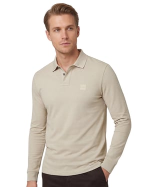 BOSS 2-knoops Passerby polo slim fit beige katoen