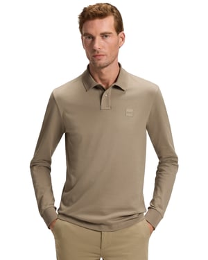 Boss Orange LM polo bruin slim fit effen