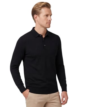 polo lange mouw Profuomo zwart