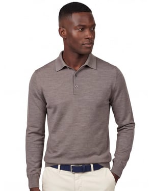 polo lange mouw Profuomo bruin slim fit