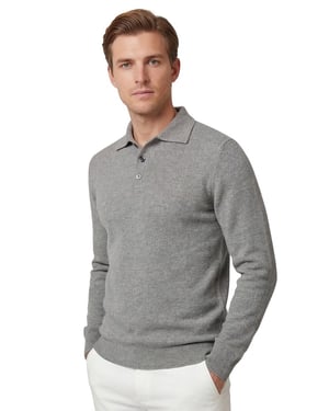 Polo lange mouwen Profuomo Grijs wol gebreid