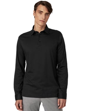 katoenen poloshirt Desoto zwart effen slim fit