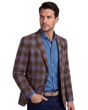 wollen A Fish Named Fred colbert bruin geruit slim fit