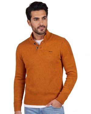 NZA 3 knopen trui oranje effen