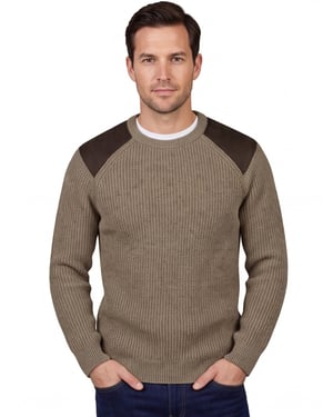 wollen Barbour trui effen khaki normale fit