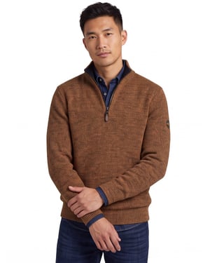 trui Camel Active trui half zip bruin katoen