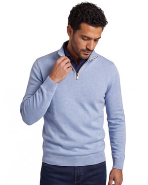 Casa Moda half zip pullover effen lichtblauw