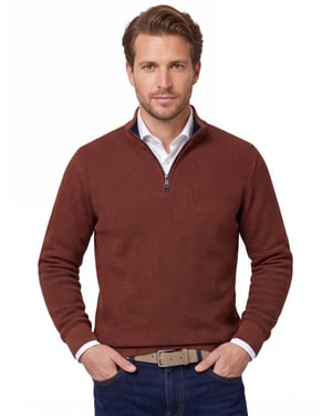 Trui Casa Moda oranje half zip