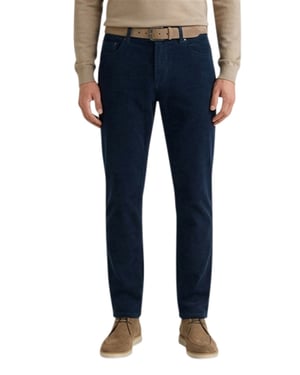 katoenen broek Brax effen donkerblauw normale fit