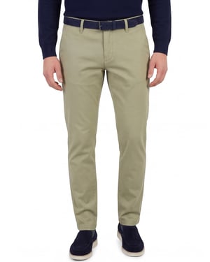 Broek Alberto chino beige flatfront