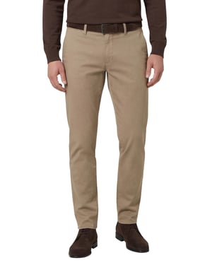Brax Fabio pantalon effen camel katoen wijde fit