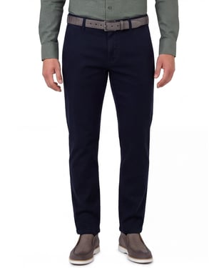 Broeken Alberto LOU donkerblauw chino flatfront