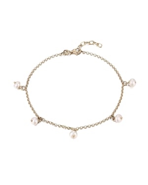 18ct Gold Plated Pearl Charm Anklet