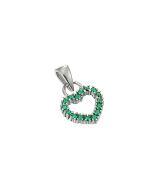 Sterling Silver Emerald Heart Charm