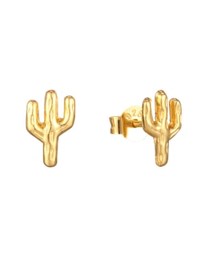18ct Gold Plated Tiny Cactus Stud Earrings