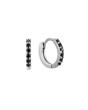 Sterling Silver Black CZ Hoop Earrings