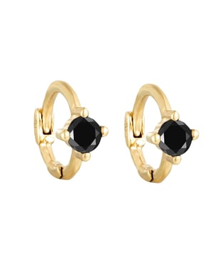 18ct Gold Plated Black CZ Tiny Hoop Earrings