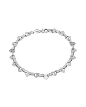Sterling Silver Heart CZ Mariner Chain Bracelet