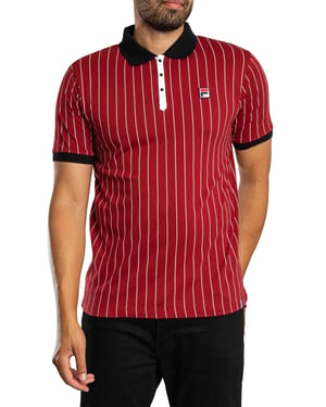 Fila BB1 Klassiek Vintage Gestreept Poloshirt, Rood