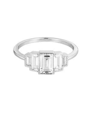 Sterling Silver Baguette CZ Cluster Ring