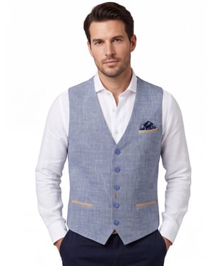 A Fish Named Fred gemeleerd gilet blauw normale fit