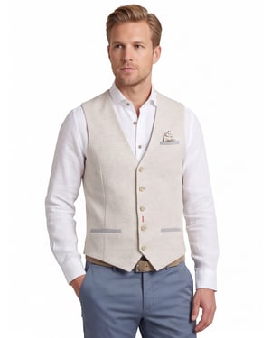 A Fish Named Fred gilet creme geruit normale fit