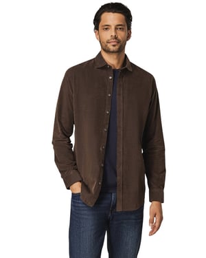 State of Art overhemd bruin corduroy semi-wide collar