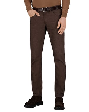 pantalon katoen Gardeur bruin effen 5 pocket