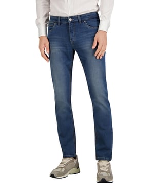 Gardeur pantalon blauw denim, katoen
