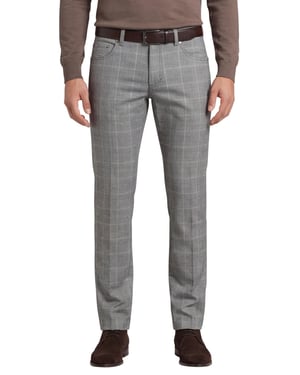 Gardeur katoenen pantalon grijs geruit