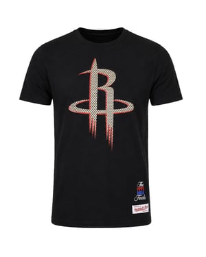 Mitchell & Ness NBA Houston Rockets Gold Logo Mens Black T-Shirt