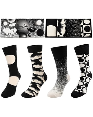 Happy Socks 4-Pack Black & White Gift Set