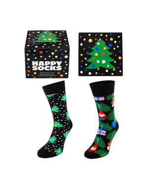 Happy Socks 2-Pack Holiday Tree Black Gift Set