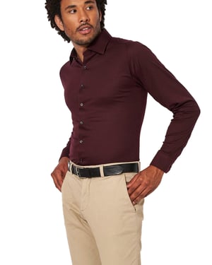 Overhemd Desoto bordeaux slim fit piqué