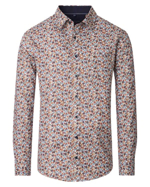 Casa Moda overhemd oranje katoen geprint wijde fit