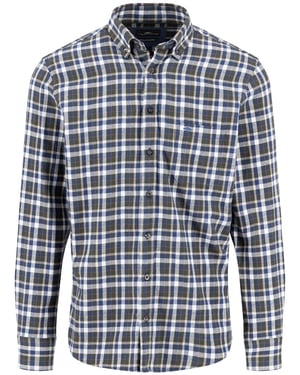 Fynch Hatton overhemd blauw flanel borstzak