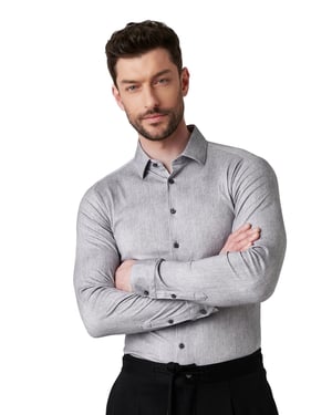 Desoto overhemd grijs gemêleerd Casual Kent semi-wide collar