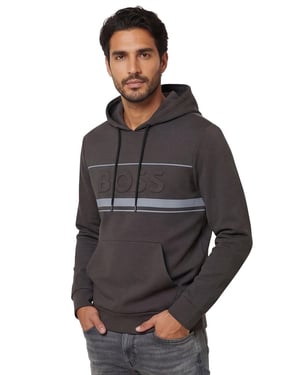 hoodie Boss Green antraciet katoen