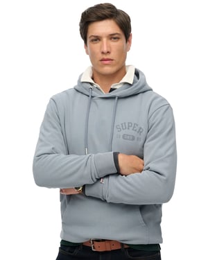 Superdry hoodie lichtblauw effen opdruk capuchon