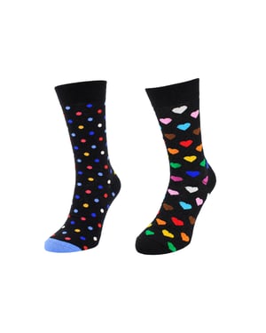 Happy Socks 2-Pack Black Heart Dot
