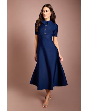 Bandage Knit Short Sleeve Shirt Midi Dress
